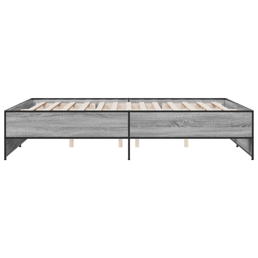 Bedframe bewerkt hout metaal grijs sonoma eiken 160x200 cm