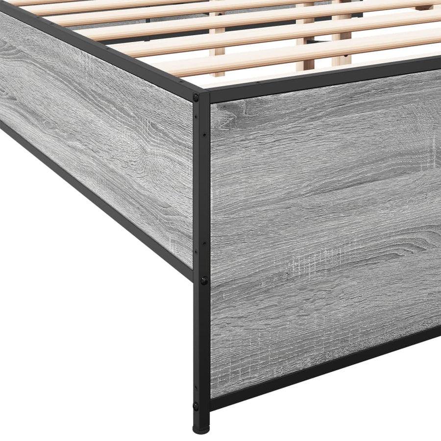 Bedframe bewerkt hout metaal grijs sonoma eiken 160x200 cm