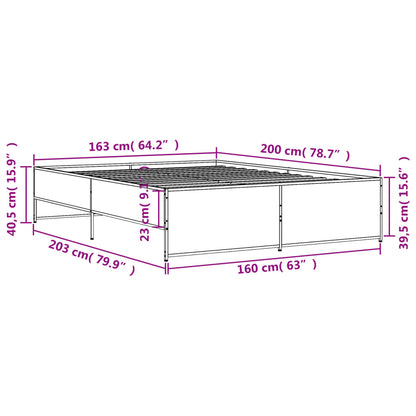 Bedframe bewerkt hout metaal grijs sonoma eiken 160x200 cm