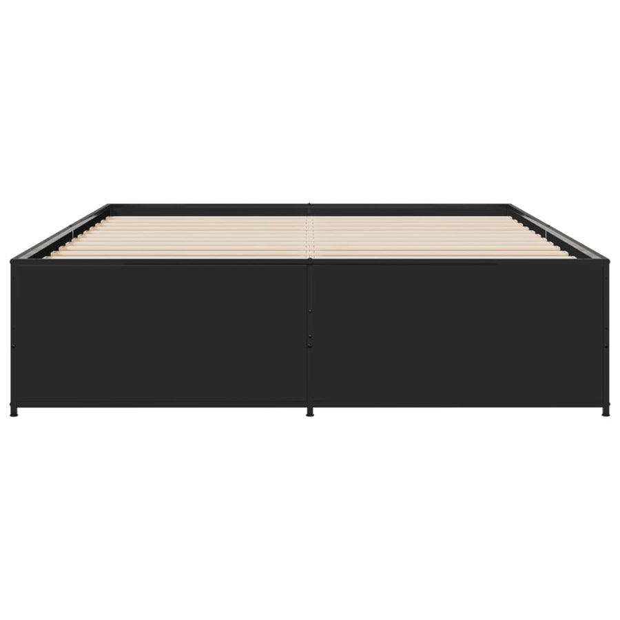 Bedframe bewerkt hout metaal zwart 150x200 cm