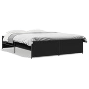 Bedframe 150x200 cm bewerkt hout metaal zwart