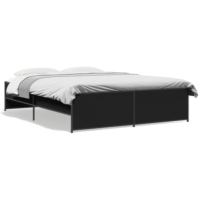 Bedframe bewerkt hout metaal zwart 150x200 cm