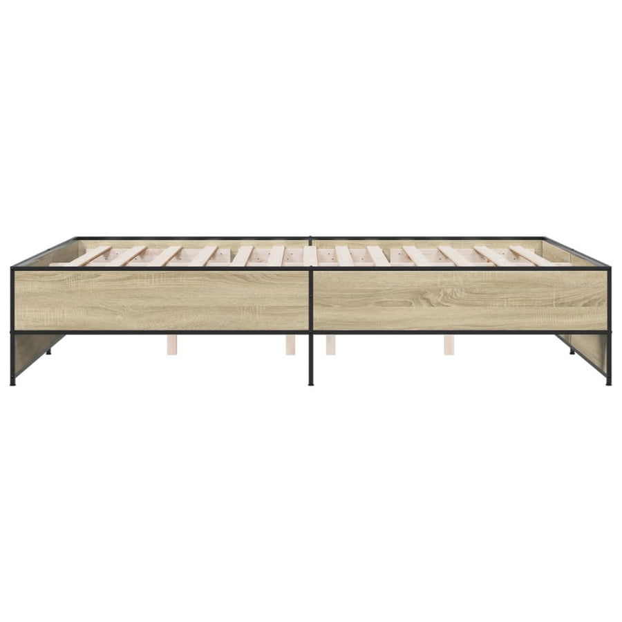 Bedframe bewerkt hout metaal sonoma eikenkleurig 150x200 cm