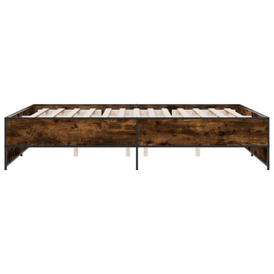 Bedframe bewerkt hout metaal gerookt eikenkleurig 150x200 cm