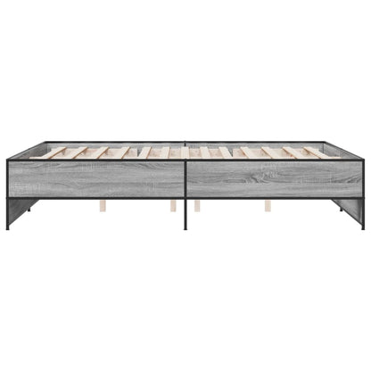 Bedframe bewerkt hout metaal grijs sonoma eiken 150x200 cm
