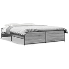 Bed frame engineered wood metal grey Sonoma oak 150x200 cm