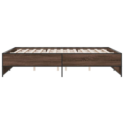 Bedframe bewerkt hout metaal bruin eikenkleur 150x200 cm