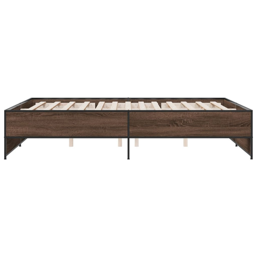 Bedframe bewerkt hout metaal bruin eikenkleur 150x200 cm