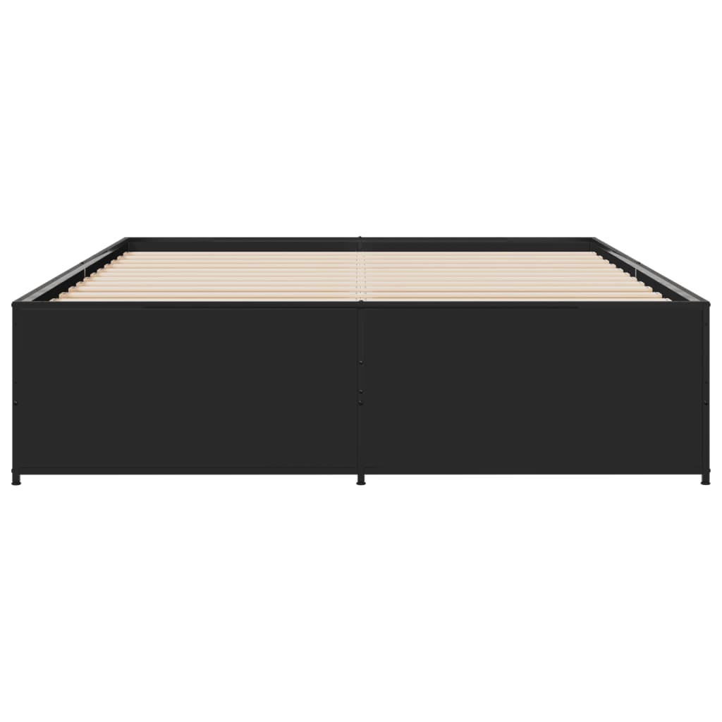 Bedframe bewerkt hout metaal zwart 140x200 cm