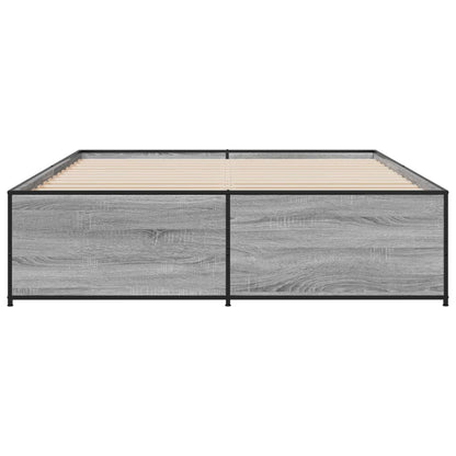 Bedframe bewerkt hout metaal grijs sonoma eiken 140x200 cm