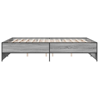 Bedframe bewerkt hout metaal grijs sonoma eiken 140x200 cm