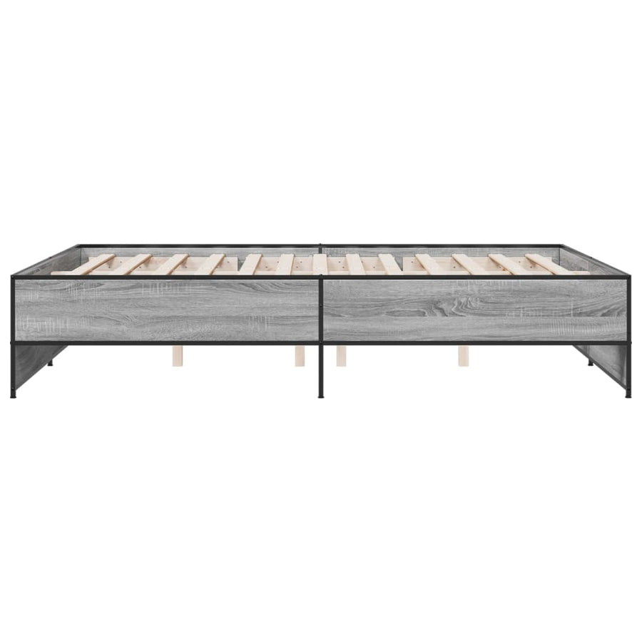 Bedframe bewerkt hout metaal grijs sonoma eiken 140x200 cm
