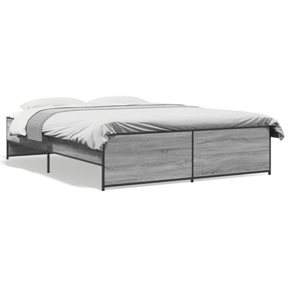 Bedframe bewerkt hout metaal grijs sonoma eiken 140x200 cm