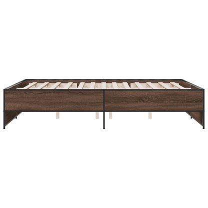 Bedframe bewerkt hout metaal bruin eikenkleur 140x200 cm