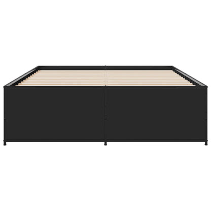 Bedframe bewerkt hout metaal zwart 120x200 cm