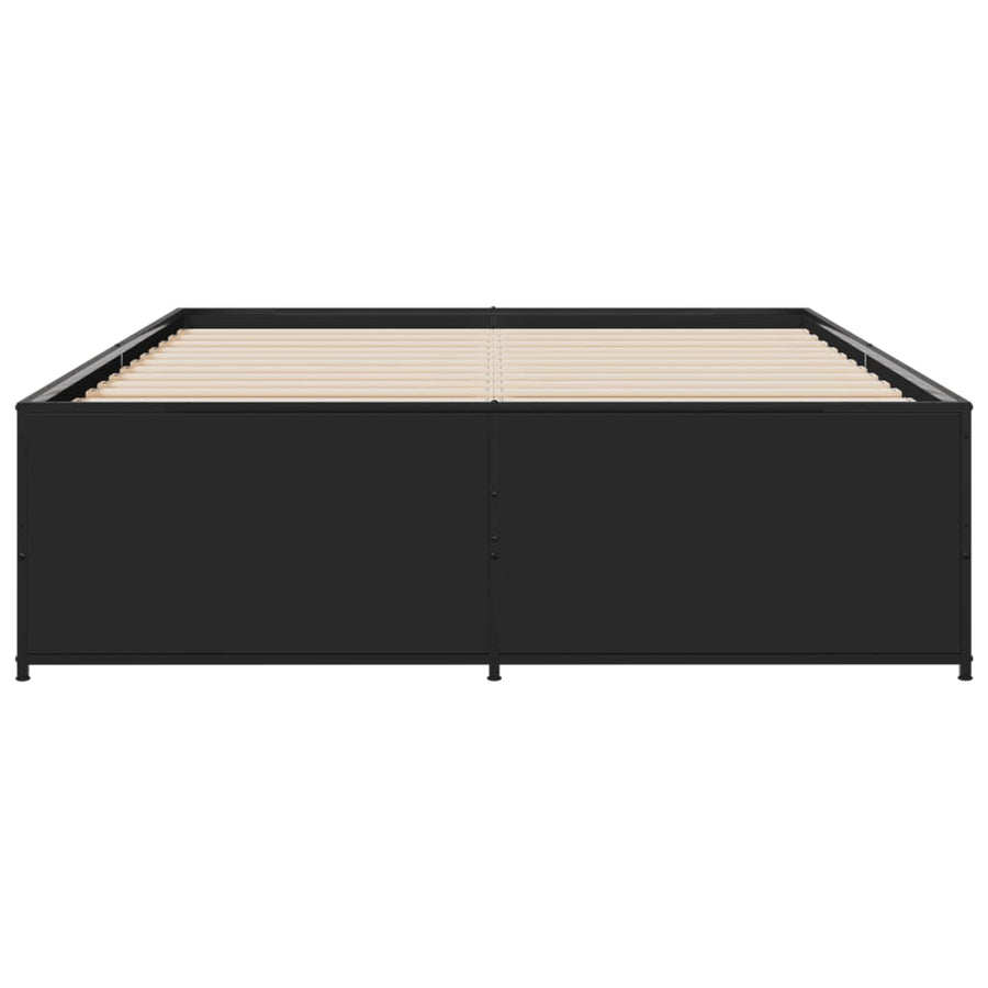 Bedframe bewerkt hout metaal zwart 120x200 cm