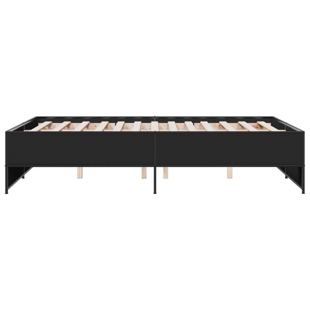 Bedframe bewerkt hout metaal zwart 120x200 cm