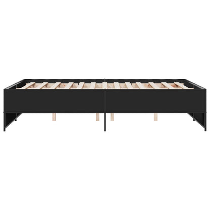 Bedframe bewerkt hout metaal zwart 120x200 cm