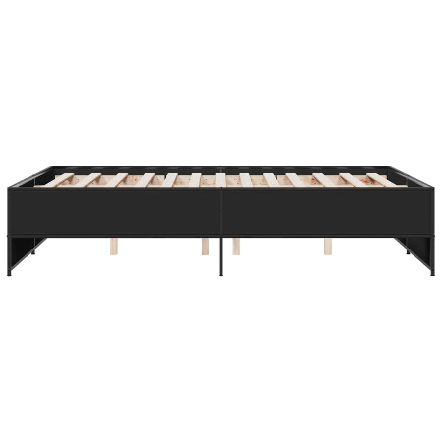 Bedframe bewerkt hout metaal zwart 120x200 cm