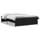 Bed frame carved wood metal black 120x200 cm