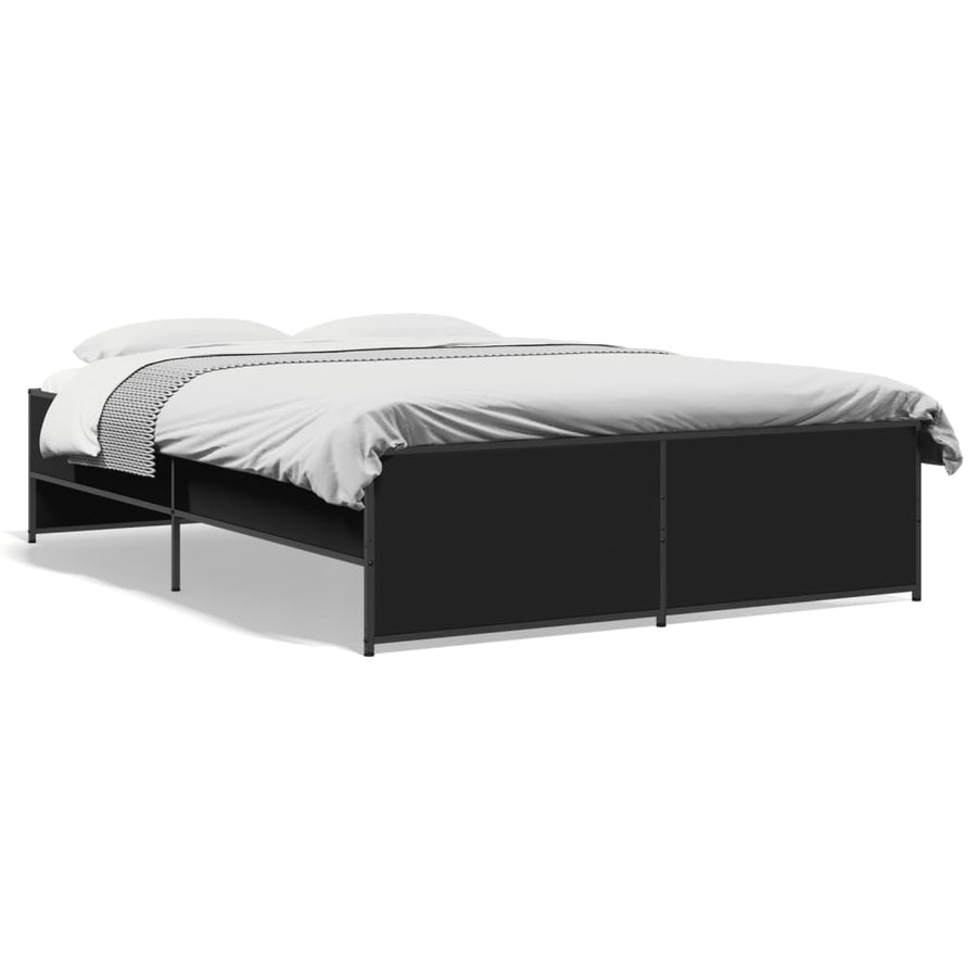 Bedframe bewerkt hout metaal zwart 120x200 cm