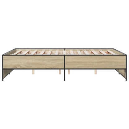 Bedframe bewerkt hout metaal sonoma eikenkleurig 120x200 cm
