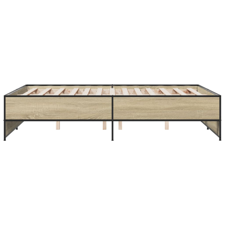 Bedframe bewerkt hout metaal sonoma eikenkleurig 120x200 cm