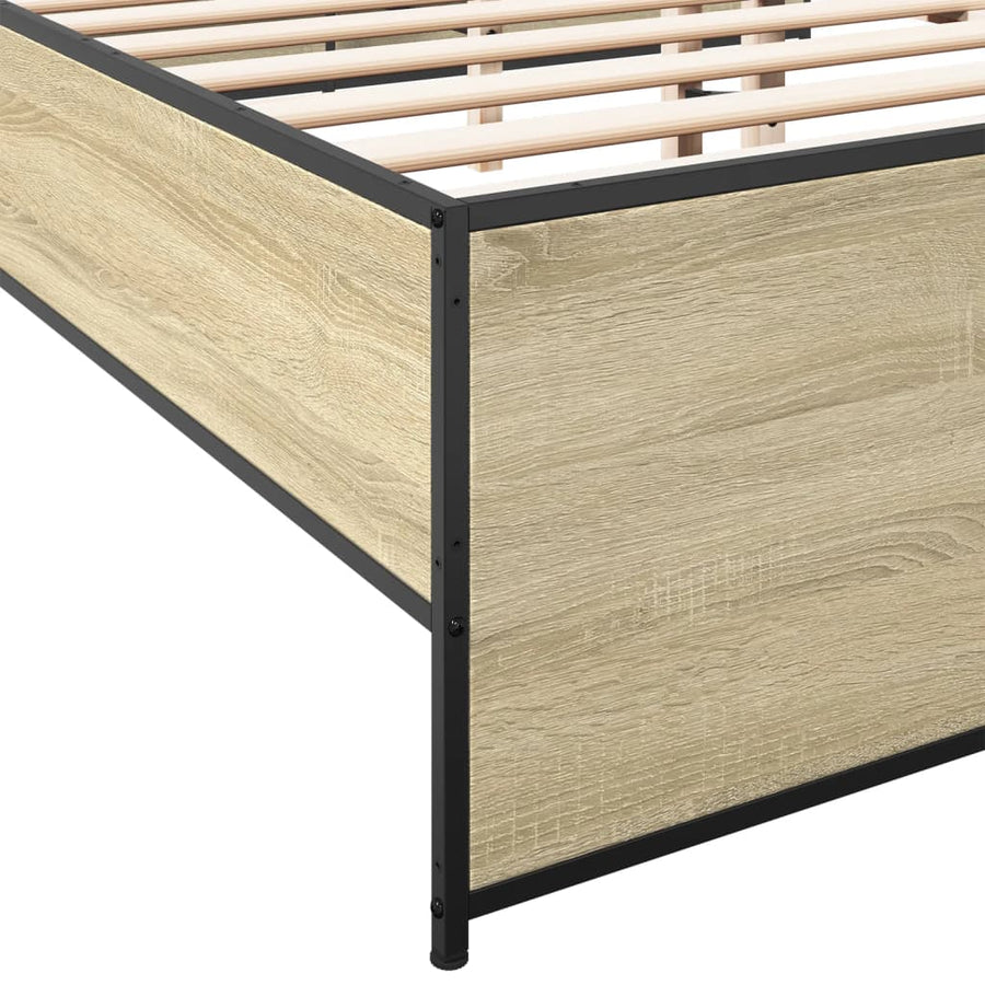 Bedframe bewerkt hout metaal sonoma eikenkleurig 120x200 cm