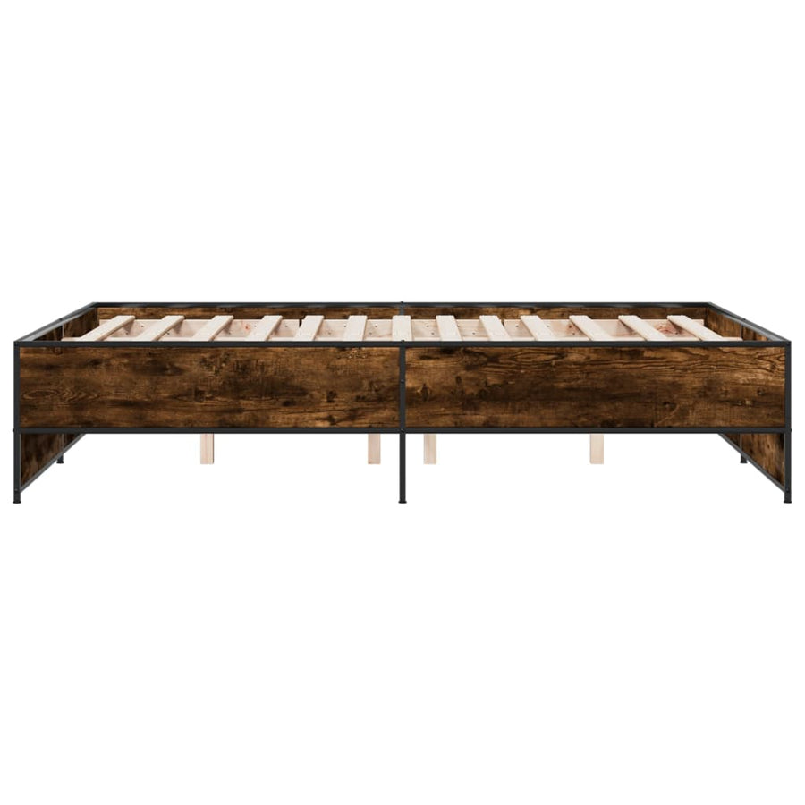 Bedframe bewerkt hout metaal gerookt eikenkleurig 120x200 cm