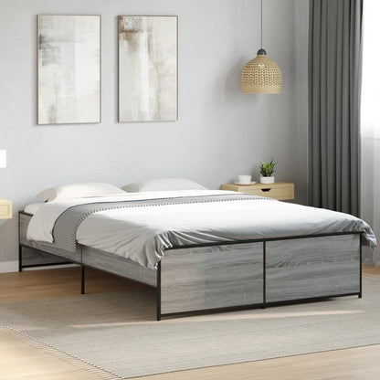 Bedframe bewerkt hout metaal grijs sonoma eiken 120x200 cm