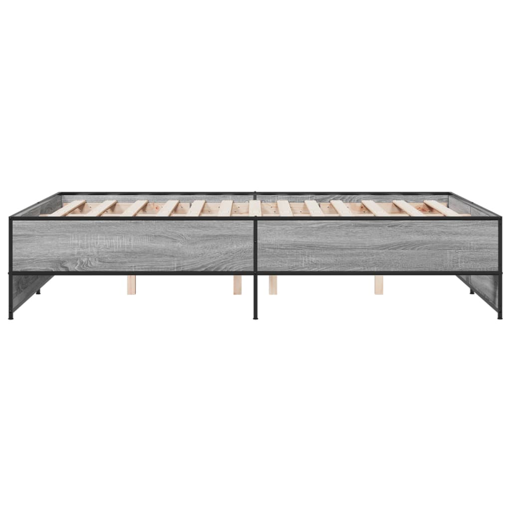 Bedframe bewerkt hout metaal grijs sonoma eiken 120x200 cm