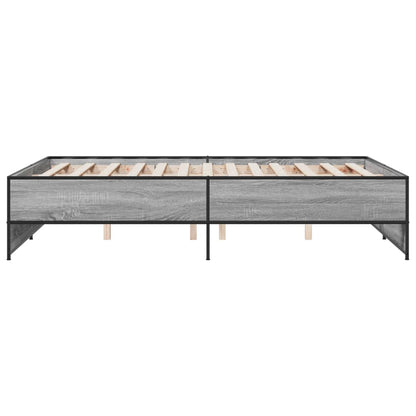 Bedframe bewerkt hout metaal grijs sonoma eiken 120x200 cm