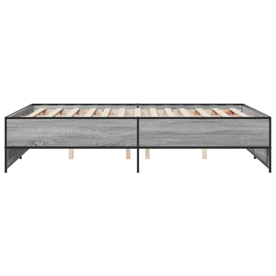 Bedframe bewerkt hout metaal grijs sonoma eiken 120x200 cm