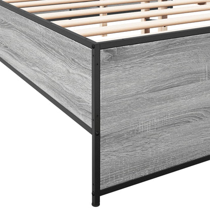 Bedframe bewerkt hout metaal grijs sonoma eiken 120x200 cm