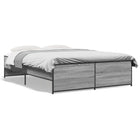 Bedframe 120x200 cm bewerkt hout metaal grijs