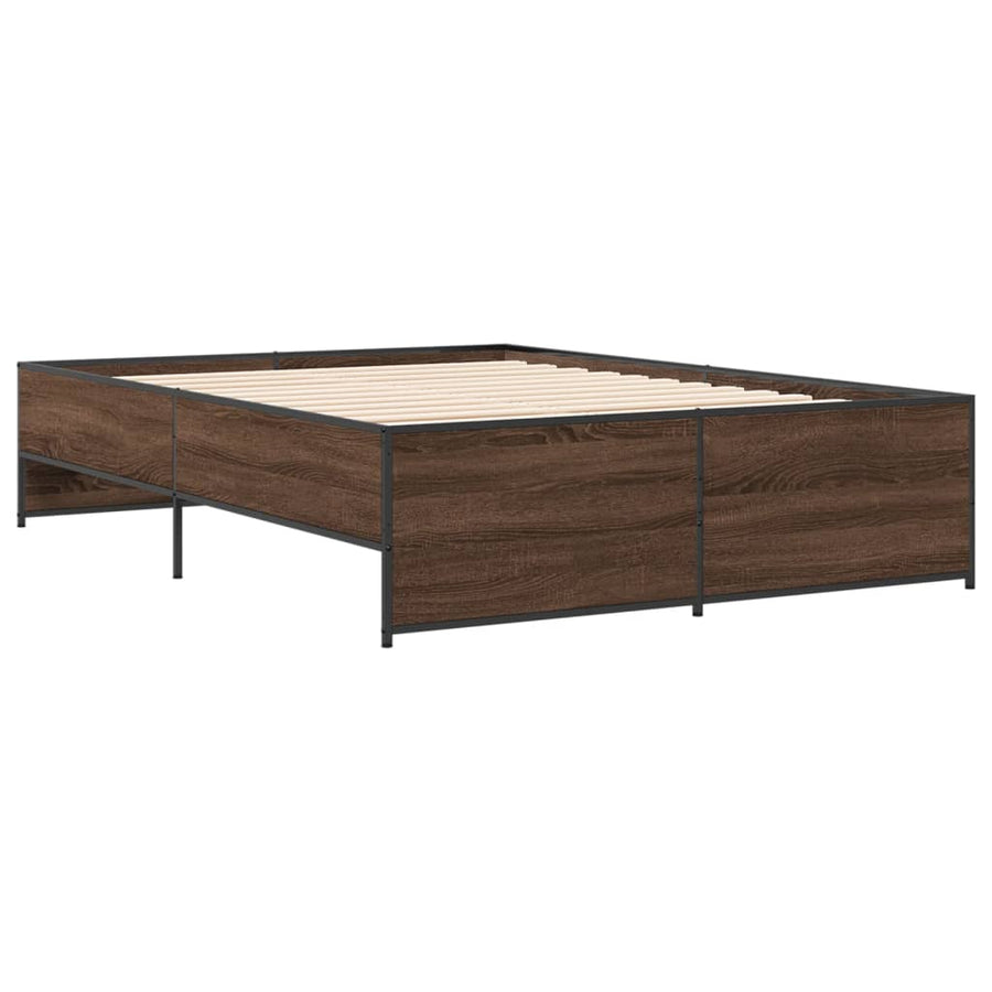 Bedframe bewerkt hout metaal bruin eikenkleur 120x200 cm
