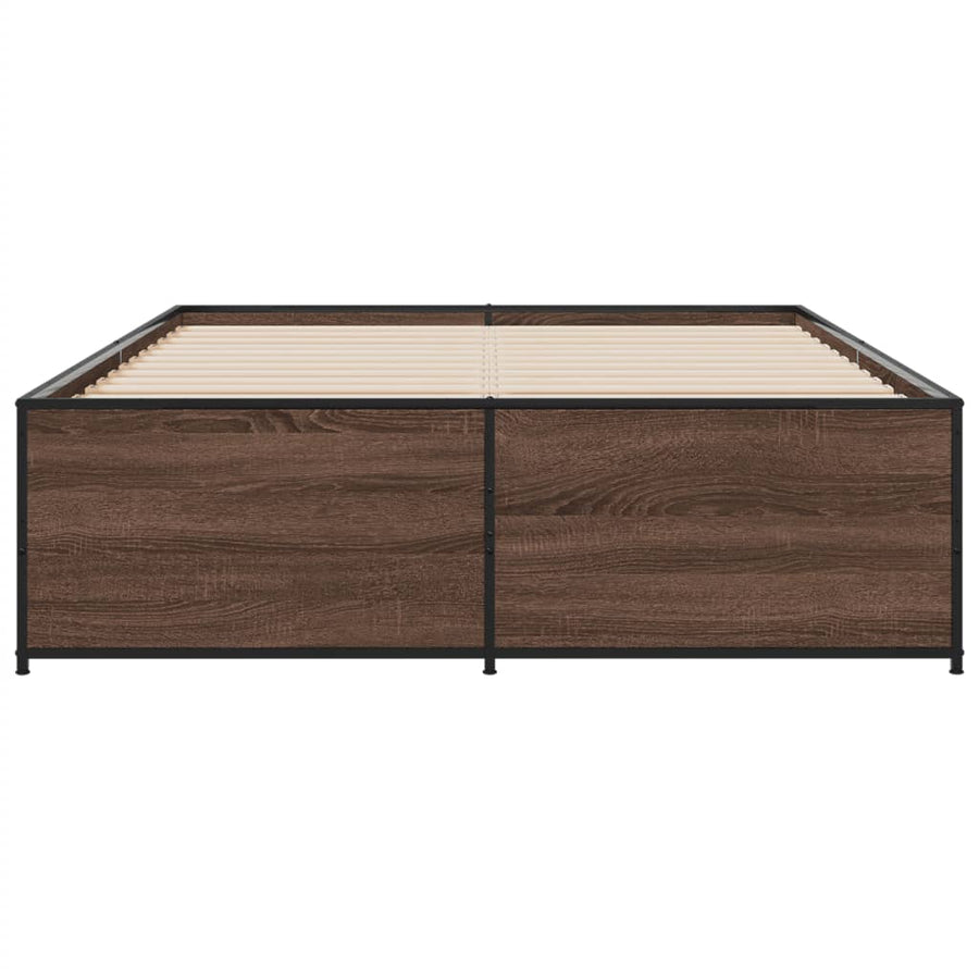 Bedframe bewerkt hout metaal bruin eikenkleur 120x200 cm