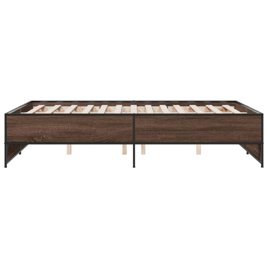 Bedframe bewerkt hout metaal bruin eikenkleur 120x200 cm