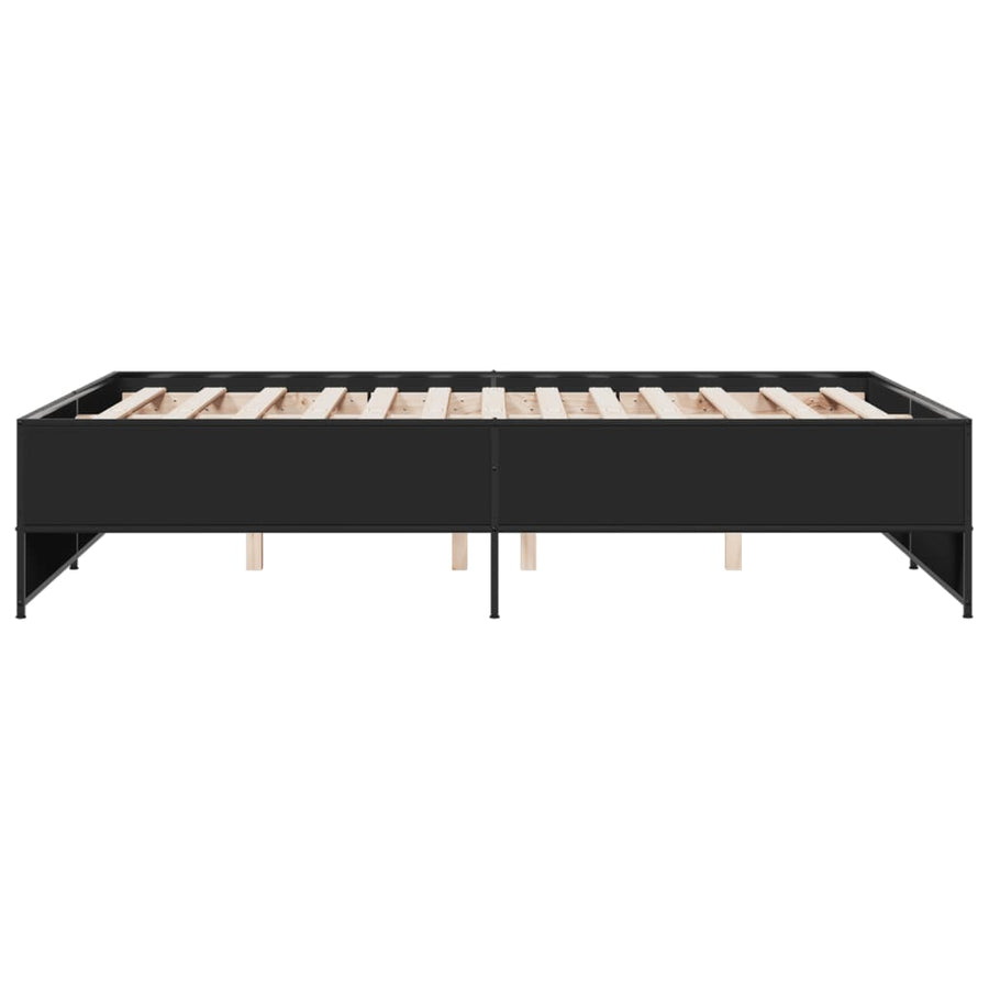 Bedframe LED bewerkt hout metaal zwart 140x190 cm