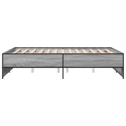Bedframe bewerkt hout metaal grijs sonoma eiken 140x190 cm