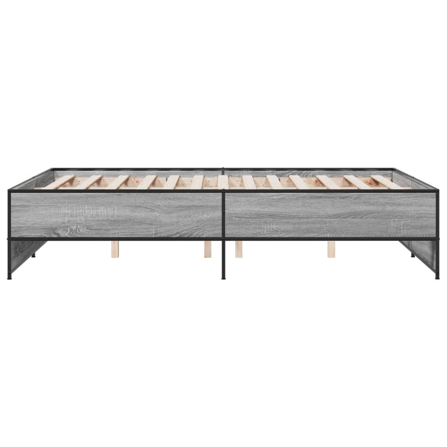Bedframe bewerkt hout metaal grijs sonoma eiken 140x190 cm