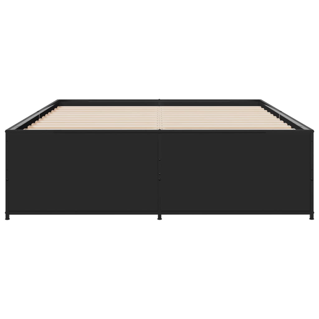 Bedframe bewerkt hout metaal zwart 120x190 cm