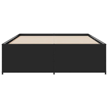 Bedframe bewerkt hout metaal zwart 120x190 cm