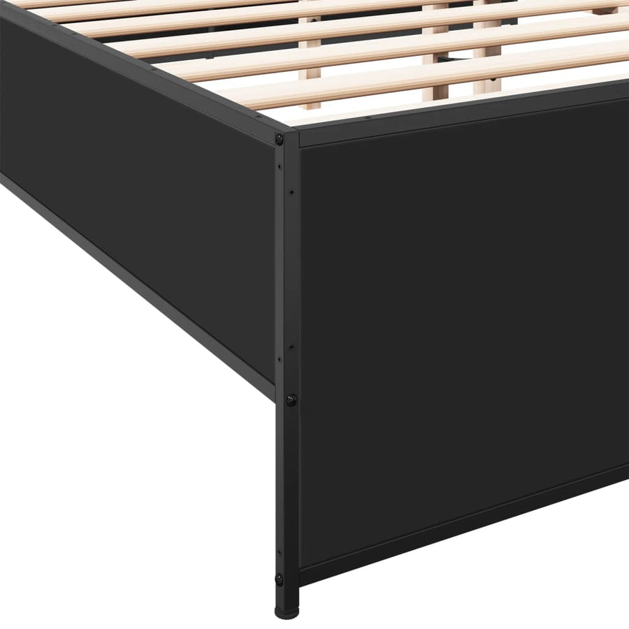Bedframe bewerkt hout metaal zwart 120x190 cm