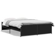 Bedframe 120x190 cm bewerkt hout metaal zwart