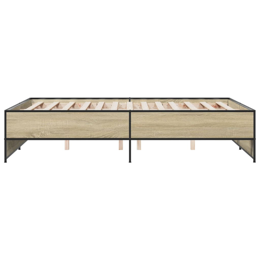 Bedframe bewerkt hout metaal sonoma eikenkleurig 120x190 cm