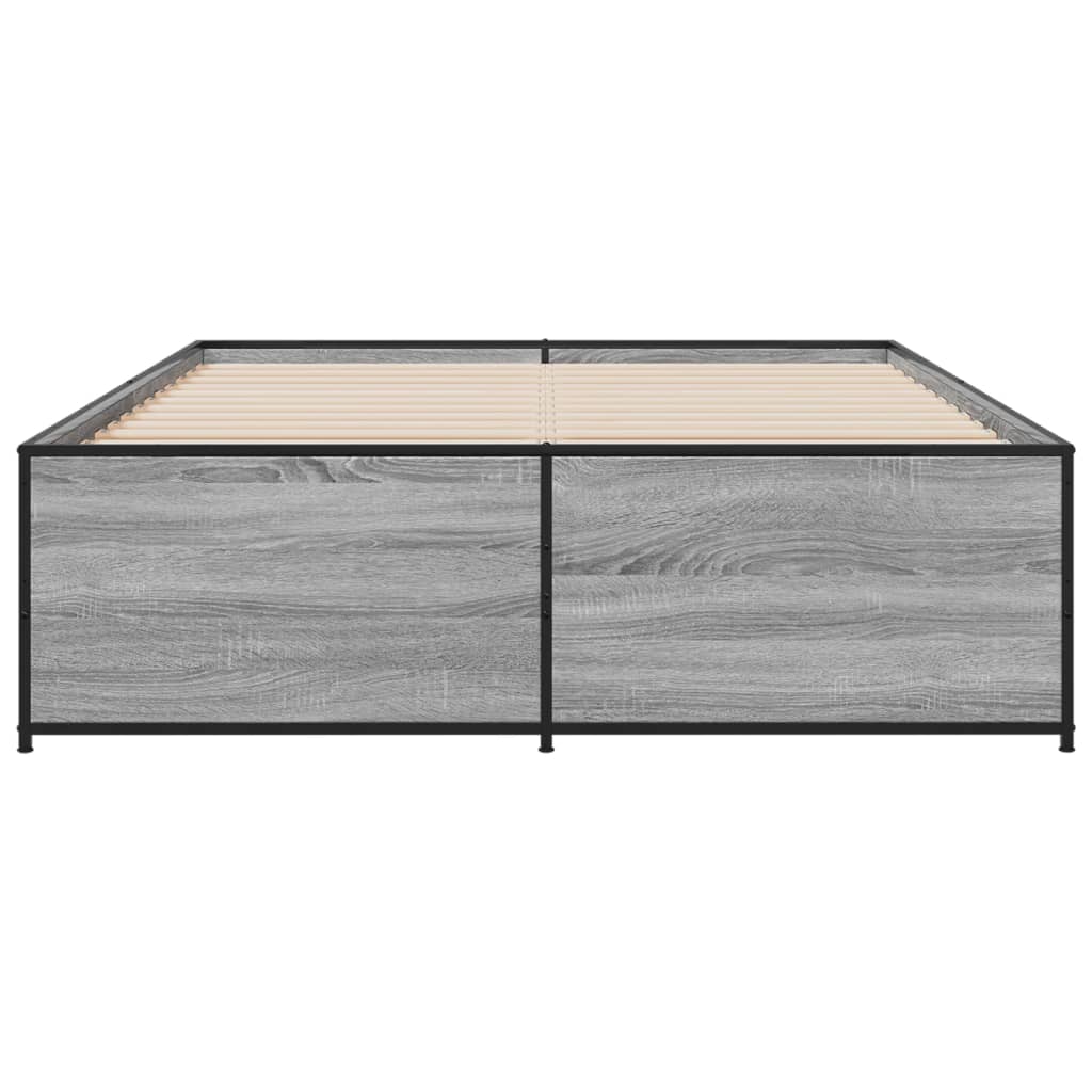 Bedframe bewerkt hout metaal grijs sonoma eiken 120x190 cm