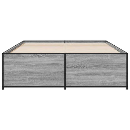 Bedframe bewerkt hout metaal grijs sonoma eiken 120x190 cm