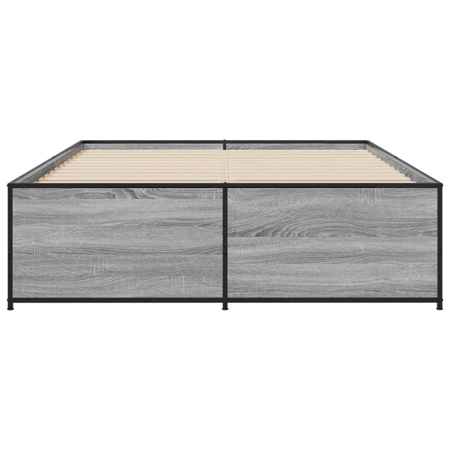 Bedframe bewerkt hout metaal grijs sonoma eiken 120x190 cm