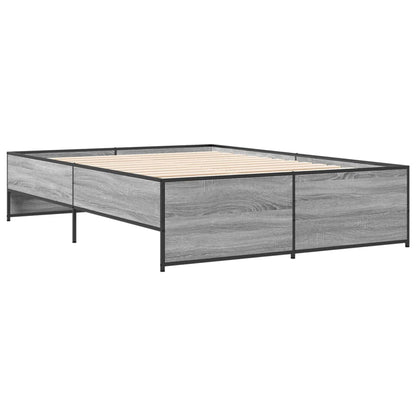 Bedframe bewerkt hout metaal grijs sonoma eiken 120x190 cm
